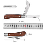 HASTHIP Grafting Knife for Plants with Dual Blade Folding Design and Wooden Handle 2 PCS