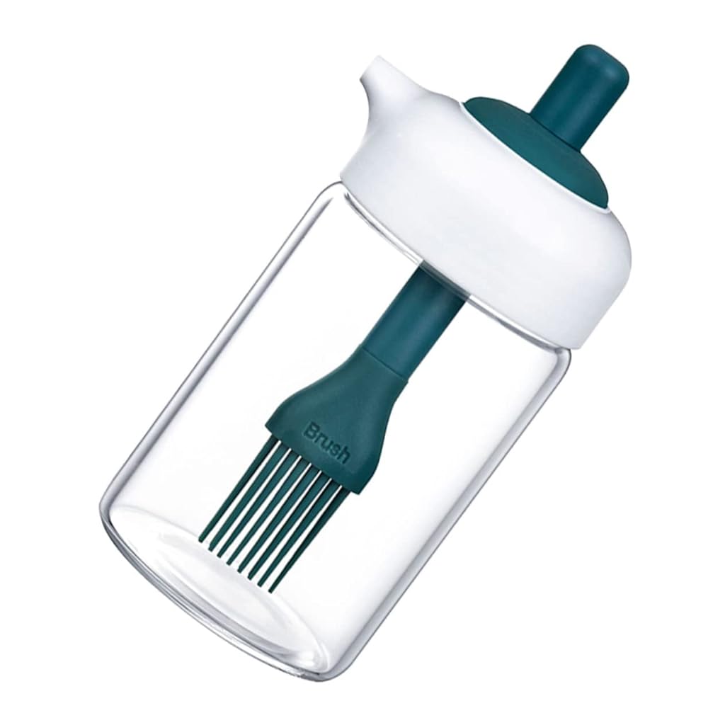 HASTHIP® Dispensador de Aceite de Vidrio con Pincel,Botella Cocina Reutilizable para Aceite Oliva,Salsa y Vinagre Contenedor Antigoteo con Cepillo Silicona