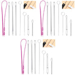 HASTHIP Drawstring Threader Tool Set with Loop Turner Hooks & Tweezers 24PCS Stainless Steel for Sewing and Crafts