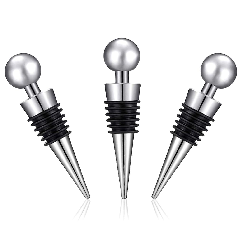 HASTHIP Wine Stoppers for Wine and Champagne Bottles featuring Leakproof Seal | 3 Pieces 9×2 cm Food‑Grade Silicone