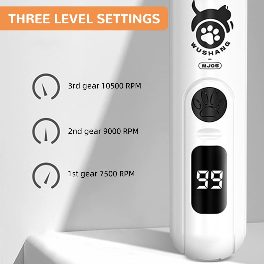 HASTHIP® Dog Nail Grinder, Silent Grooming Pro Nail Grinder