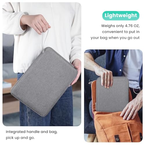 HASTHIP® 10.9 inches Tablet Sleeve with Handle for iPad Waterproof Zipper Bag with Utility Mesh Pocket Padded Cushioning Scratchproof Tablet Travel Accessories Bag Universal Tablets Organizer,Grey