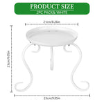 HASTHIP Plant Stand for Indoor and Outdoor with 23x23cm Round Tray | White Iron 2 Pack