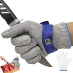 HASTHIP® 1Pcs Work Gloves Stainless Steel Mesh Glove Anti-Cut Work Gloves Stainless Steel Mesh Glove Puncture Proof Safety Glove for Fish Handling, Meat Processing, Metalworking, Gardening