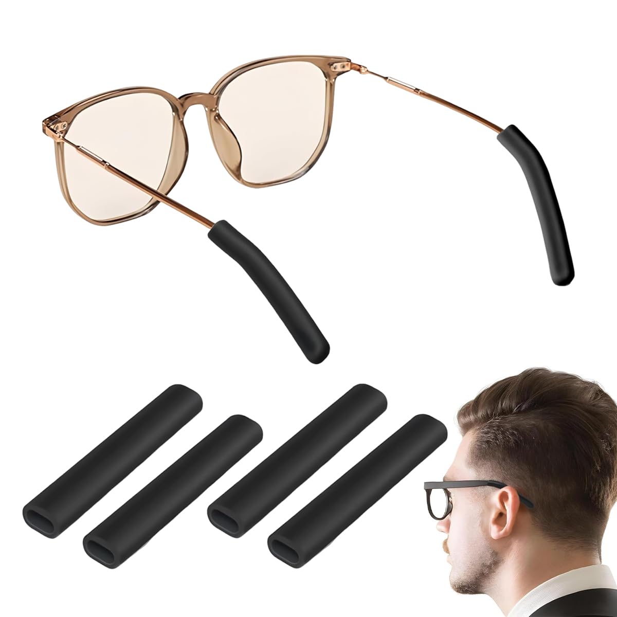 HASTHIP Specs Holder for Glasses with Anti Slip Silicone Ear Grips | 2 Pairs Soft Retainers