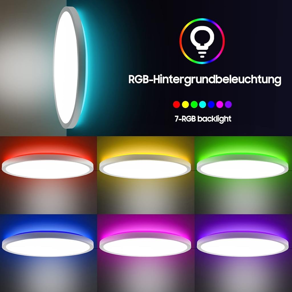 HASTHIP® Lámpara de Techo LED con Control Remoto 24W 3200lm 12 Pulgadas