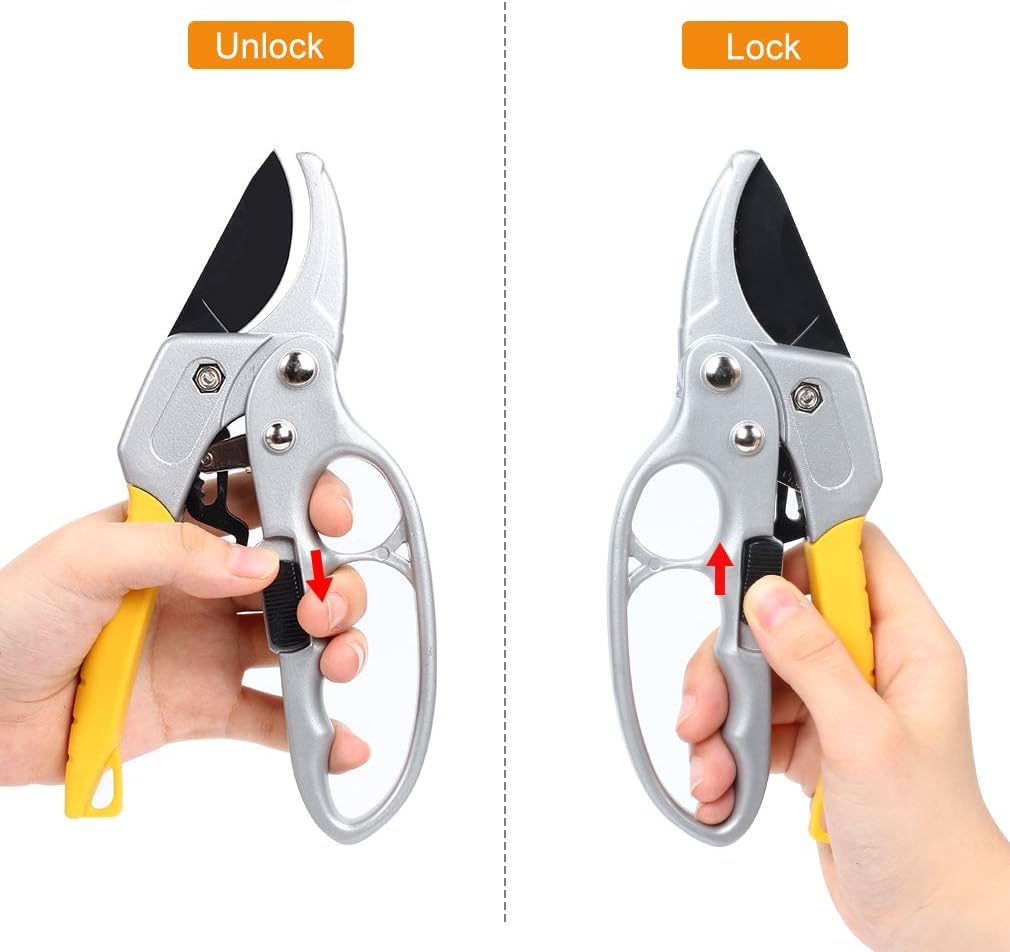 Gardening Scissor Stainless Steel Garden Snip with Safety Lock Garden Shears Sharp Cutter Pruners Scissor for Lawn, Garden & Potted Plants (A)