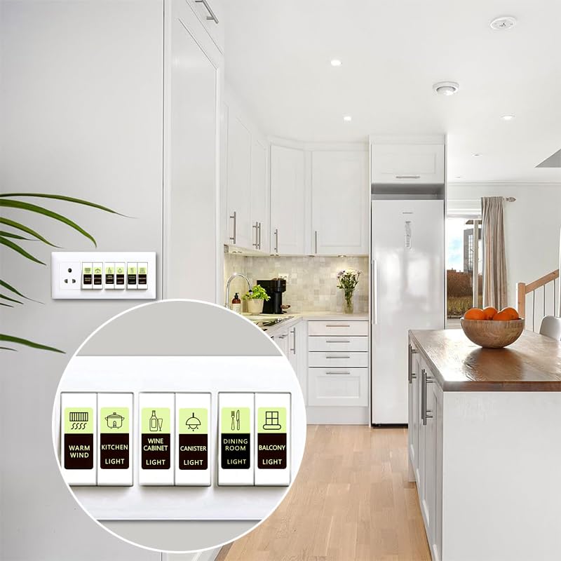HASTHIP Switch Board Stickers for Home with Glow in Dark Labels | 35 Piece Self Adhesive Set