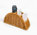 HASTHIP® Remote Control Holder Basket with 5 Compartments Handwoven Desk Organizer Caddy for TV Remotes Office Supplies and Living Room Bedroom Office