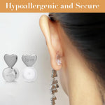 HASTHIP® 6 Piezas Soporte de Pendientes Ajustables - Levantadores de Oídos Hipoalergénicos para Pendientes Pesados - Sujetadores Corazón,Backs Silicona con Caja,Elevadores Cómodos