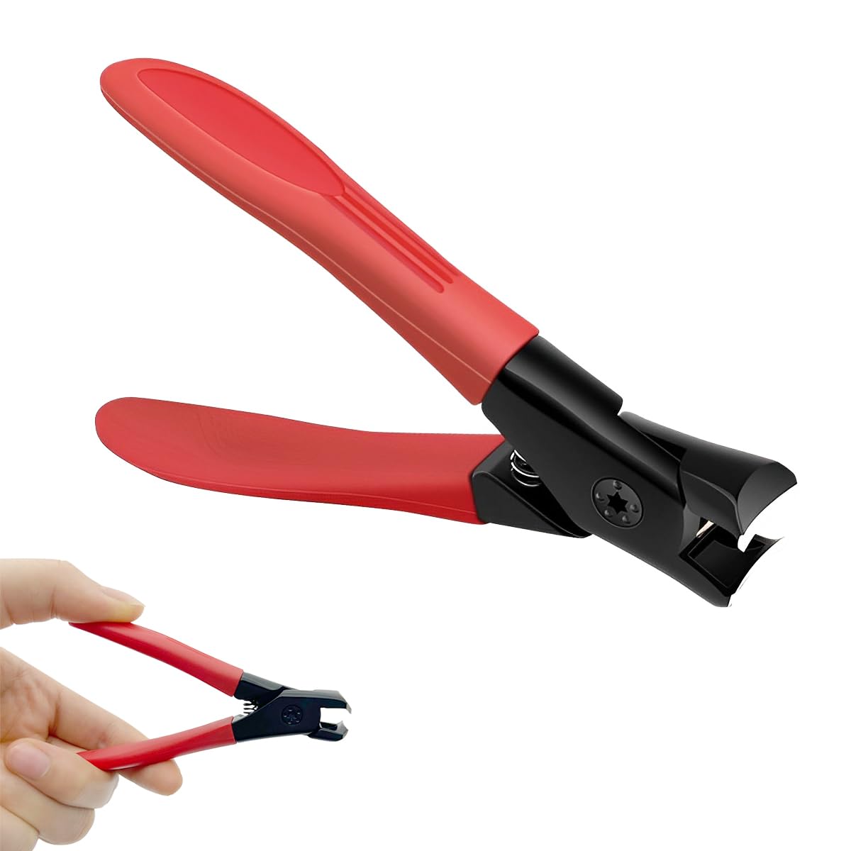 HASTHIP® Cortauñas Gruesas Antisalpicaduras,Cortauñas de Acero Inoxidable con Mango Largo Ergonómico,Cortador de Uñas Pies y Manos para Adultos Mayores y Hombres Incluye Diseño