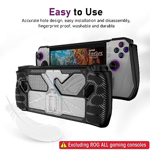 HASTHIP® Case for Rog Ally, Rog Ally Game Console Protector, Anti-Scratch TPU Cover with Folding Kickstand, Transparent PC + TPU Case Non-Slip Protective Case Skin Cover, Not Include the Console