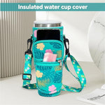 HASTHIP® Bottle Carrier Bag for Stanley Tumbler, Fashion Print Water Bottle Sling Bag with Phone Pocket, Neoprene Water Bottle Holder Pouch with Detachable Shoulder Strap