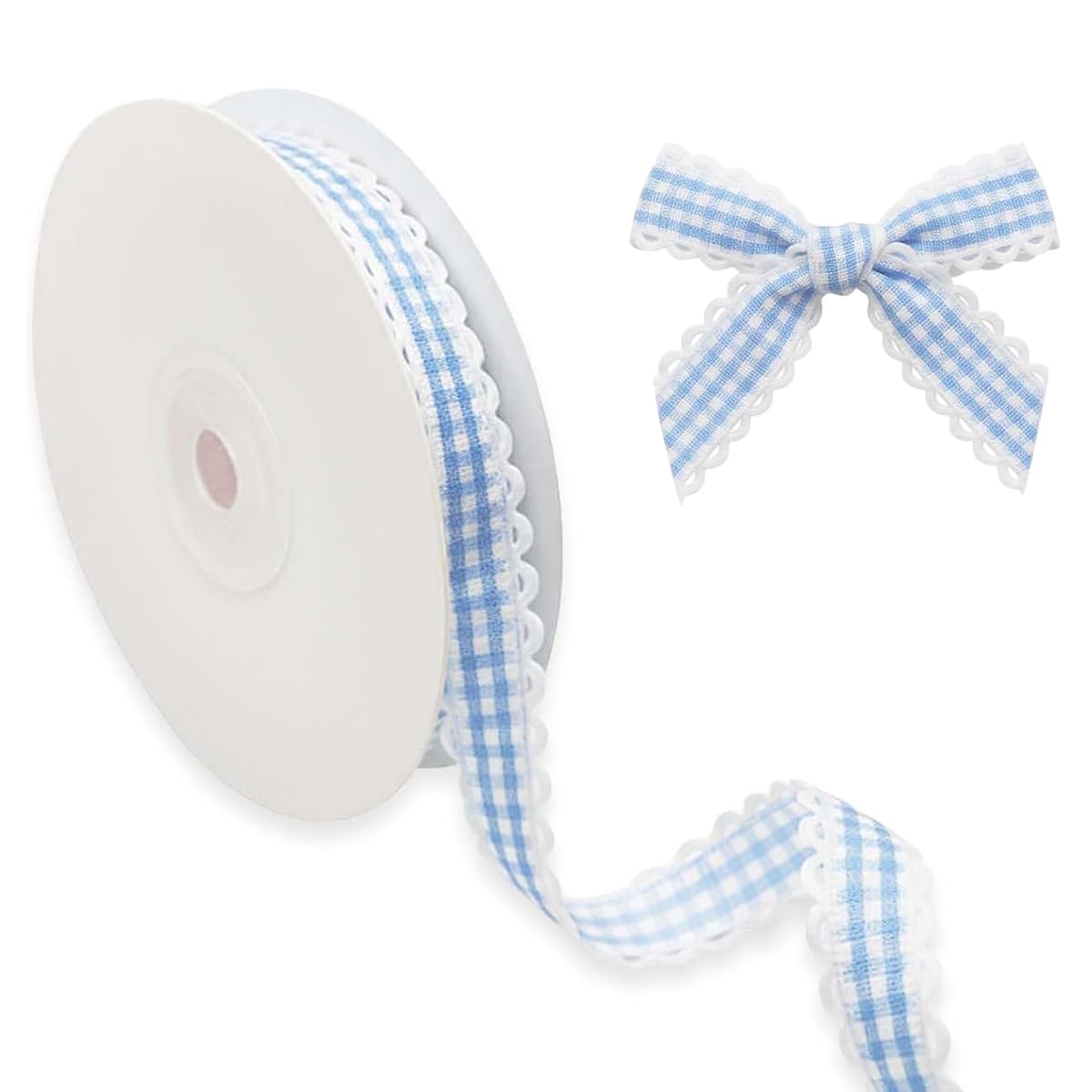 HASTHIP® Cinta de Cuadro Vichy Lavanda 1cm x 10 Yardas,Cinta de Navidad a Cuadros para Envolver Regalos,Ramos Flores Coronas y Decoración del Hogar