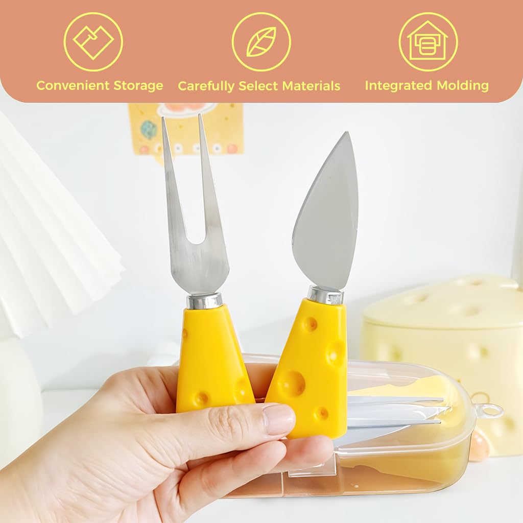 HASTHIP Cheese Cutter Tools Set for Party Serving with Creative Handles and Stainless Steel Case