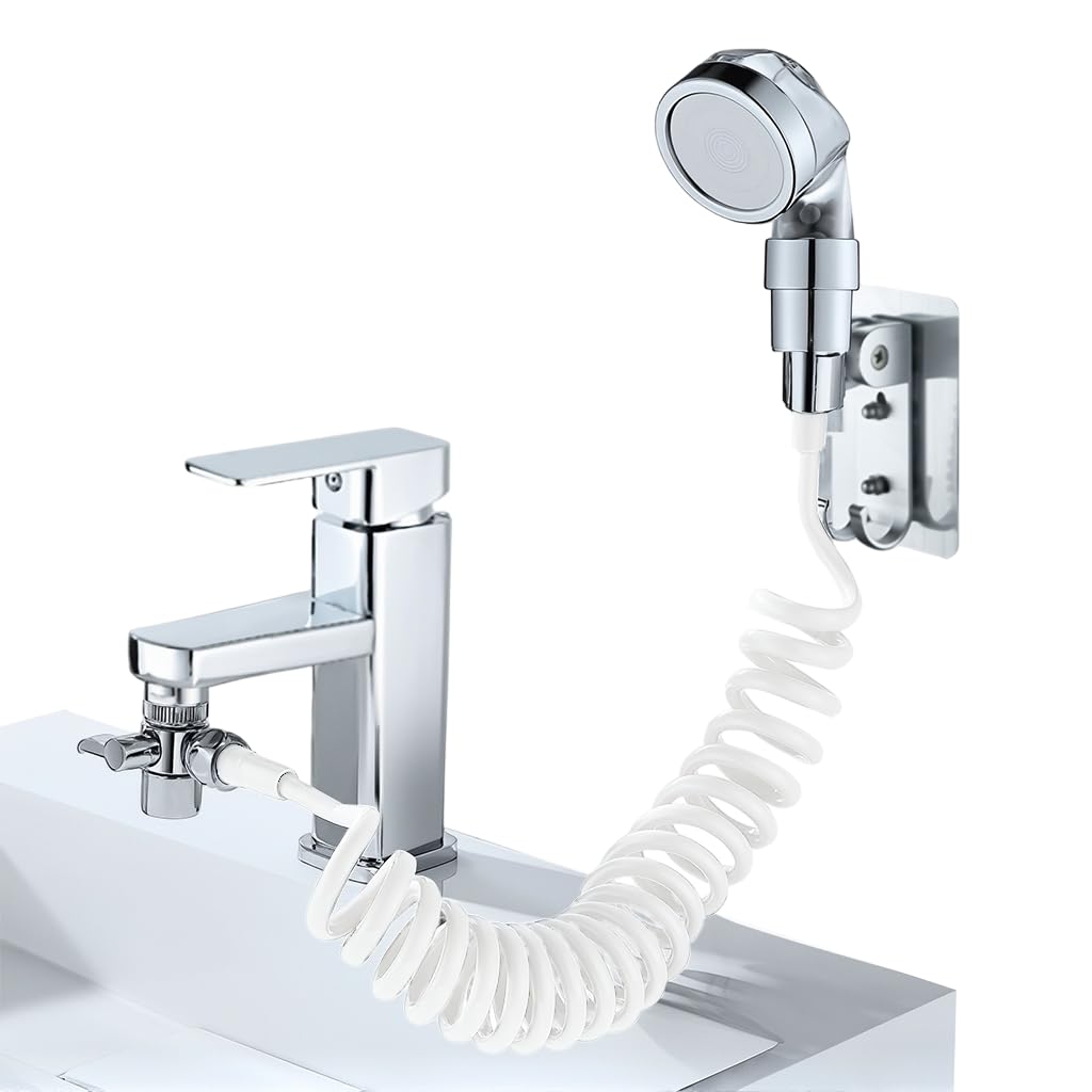HASTHIP Pressurized Sink Sprayer Attachment for Kitchen and Bathroom with 1.5 m Hose | No-Drill Holder and Alloy Diverter Valve