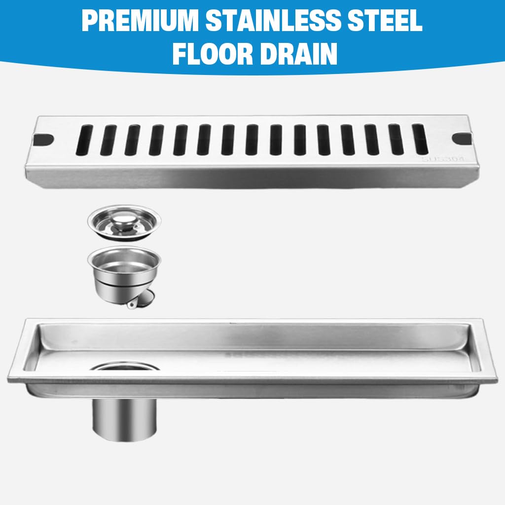 HASTHIP Stainless Steel Shower Floor Drain with 11.8 in Linear Design and Anti Odor Trap | Easy Clean Grate for Modern Bathrooms