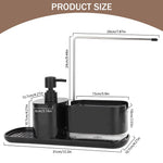 HASTHIP Metal Kitchen Soap Dispenser Set for Sink Organization with Sponge Rack Tray and Dishcloth Holder Black 3 PCS
