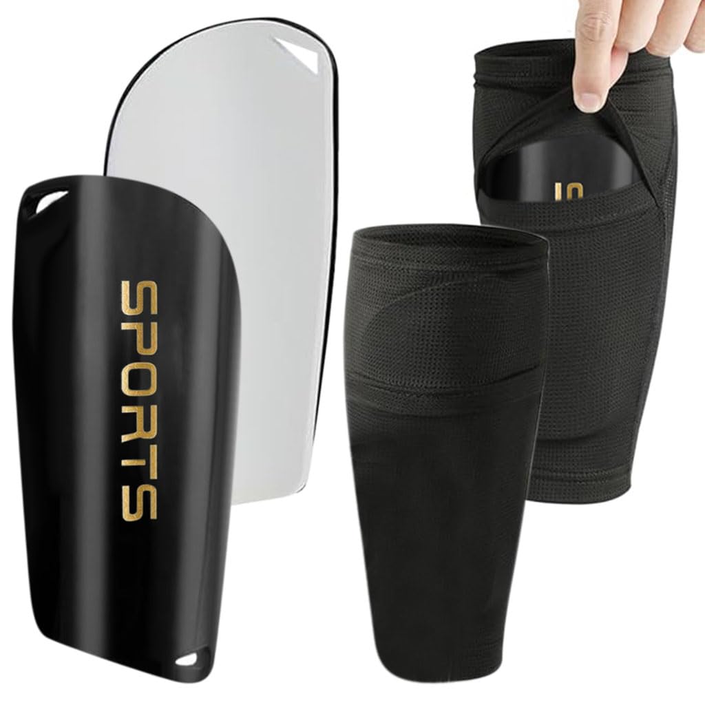 HASTHIP® Conjunto de Protectores de Espinillas Fútbol - Espinilleras Ligeras con Absorción Impactos y Fundas Transpirables para Niños y Adolescentes - Protección para Fútbol,Rugby