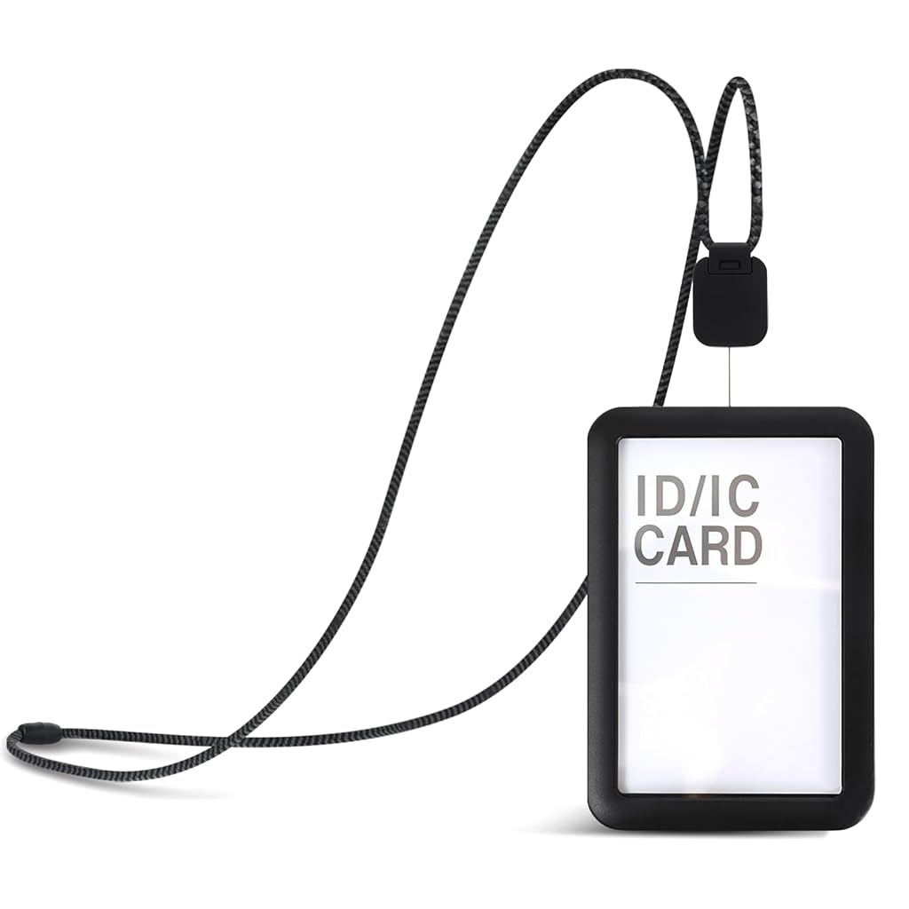 HASTHIP® 2 Pack Porta Credenciales Verticales con Porta Gafete Impermeable,Lanyard de Nylon Retráctil Desmontable,Tarjetas de Identificación para Oficina Escuela Viaje y Personal