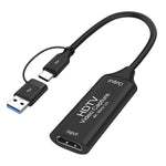 HASTHIP® USB 3.0 to HDMI Video Capture Card, 2-in-1 USB-C & USB-A HDMI Capture Adapter, 4K Input 1080P@60Hz Output, Plug & Play, for Game Streaming & Live Recording, Window & iOS Compatibility, 7.8''
