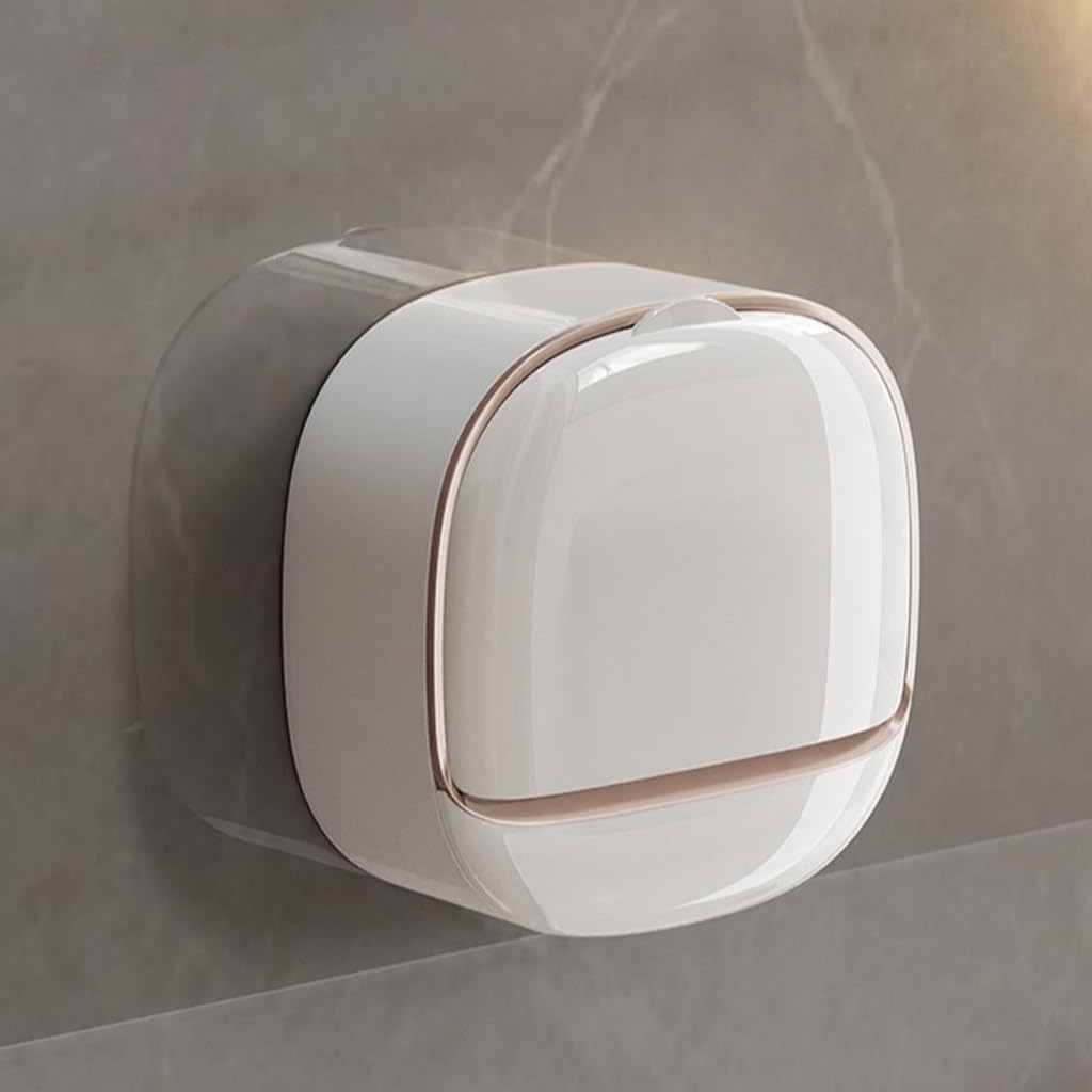 HASTHIP Soap Holder for Bathroom and Kitchen with Flip-Up Cover and 12x5x11.5cm PP Tray | Wall Mounted Space-Saving Design