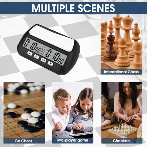 HASTHIP® Digital Chess Clock Timer, Chess Timer for Board Games, Professional Chess Timer with Bonus Delay Count Down Up Function, Batteries Not Included