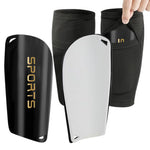 HASTHIP® Espinilleras de Fútbol 3 en 1 con Cojín EVA - Protector de Piernas con Calcetines Antideslizantes y Mangas Transpirables para Niños y Adolescentes - Ligeras Cómodas para Fútbol,