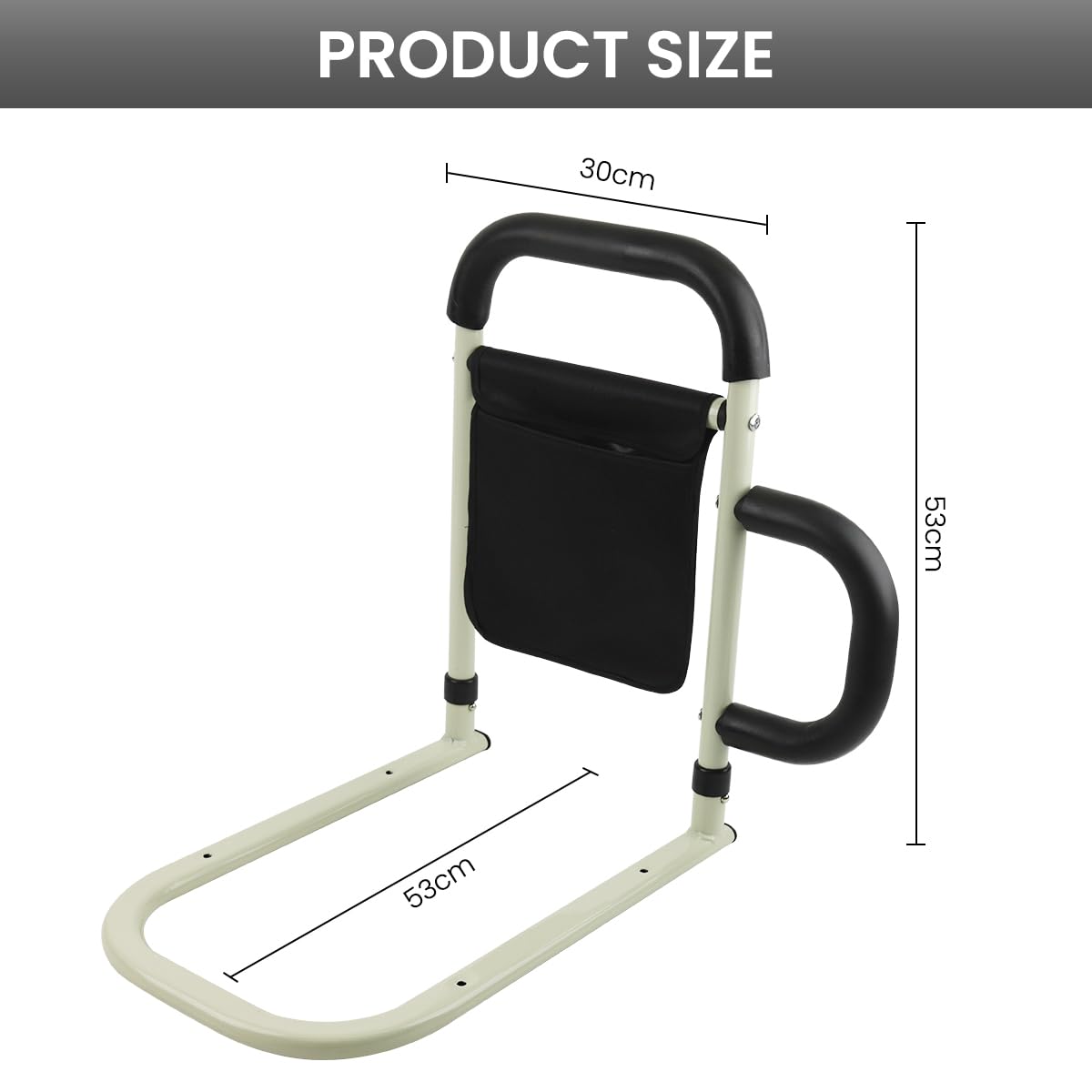 HASTHIP Bed Rail for Elderly Assistance featuring Anti Slip Handle and Wide Stable Base | 2 PCS Stainless Steel Support