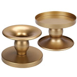 HASTHIP Candle Holder Stand for Dining Table Decoration with 2Pcs Metal Golden Pillars | Minimalist Tealight and Taper Design