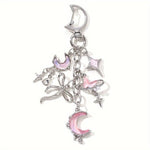 HASTHIP® Llavero con Colgantes de Luna,Estrellas,Corazón y Alas Accesorio de Moda para Mujeres Anillo Decorativo Llaves Alta Calidad