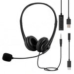 HASTHIP® ZORBES PC Wired Headset with Mic, 3 en 1 USB C/USB Headset con Adaptador, Control de Volumen y Cancelación de Ruido para Estudio en Línea, Reuniones y Gaming