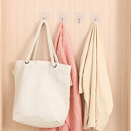 Waterproof Stick on Adhesive Stronger Plastic Wall Hooks Hangers for Hanging Robe, Coat, Towel, Keys, Bags, Lights, Calendars, Max Load 15 kg - Pack of 10, Transparent