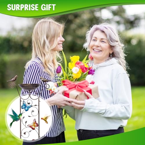 HASTHIP® Garden Climber Support Stand Vintage Iron Bird Bath Bowl 100CM Outside Standing Plant Home Outdoor Decorations Feeder Station Drinking for Balcony 3 PCS