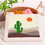 HASTHIP® Kit de manualidades con tufting 20 x 20 cm, bonito kit agujas punzonado con cactus