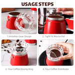 HASTHIP® Ground Coffee Leveler Distributor Tool for Moka Pot, 2.83 Inch (72mm) Coffee Powder Leveling, Compatible with 2-3 Cup Moka Pot, Crown Clear Espresso Accessories, Stainless Steel Distributor