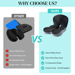 HASTHIP® Memory Foam Seat Cushion for Office Chair, Car & Truck, Ergonomic Coccyx & Tailbone Pain Relief Cushion with Lumbar Back Support, Non-Slip Large Chair Pad for Long Sitting - Dark