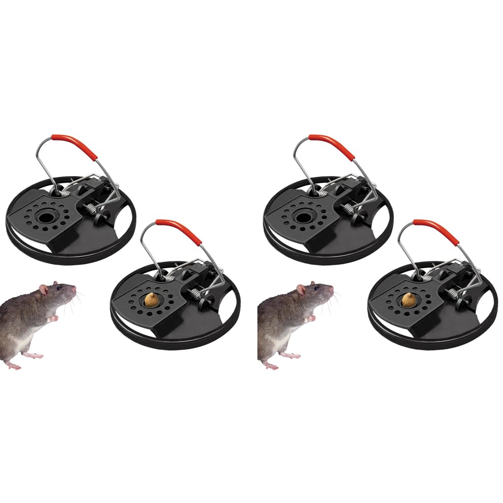 HASTHIP Rat Trap for Home and Garden with Strong Spring Loaded Disk | 4PCS Reusable Catcher