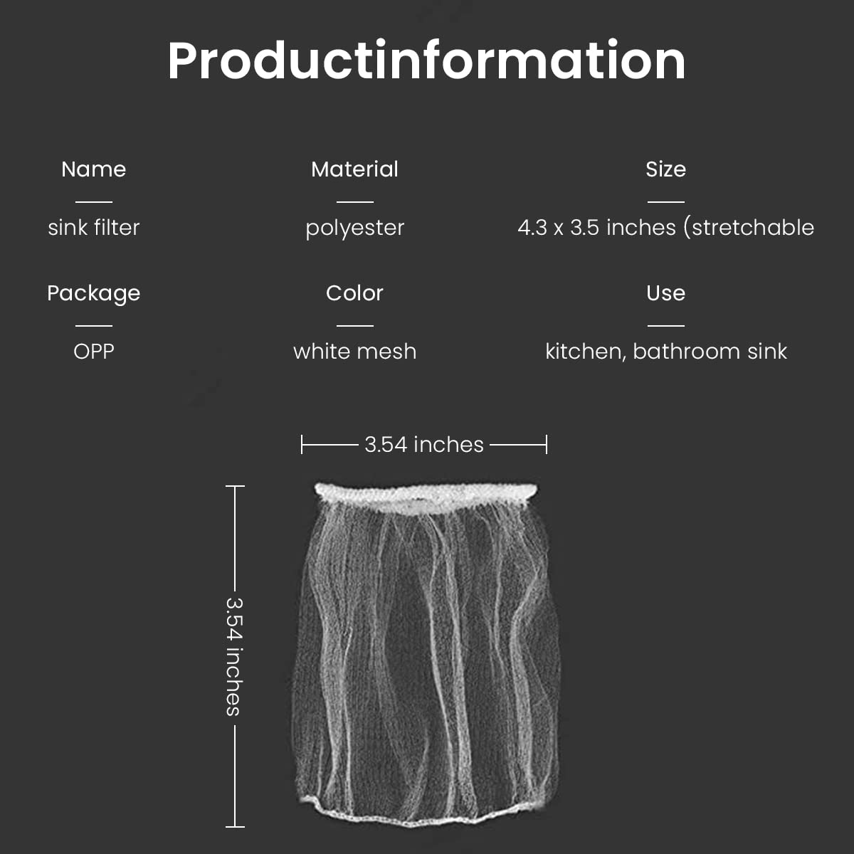 HASTHIP Kitchen Sink Filter Mesh Strainer Bags for Drains with Elastic Fit 100PCS | 3.5x3.5 in Anti Clogging Design