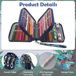 HASTHIP® Large Capacity Pencil Case with 78 Elastic Loops, Multi-Layer Zipper Pouch, Cartoon Print Stationery Organizer Bag for School, Art Supplies, Colored Pencils, Travel Pen Holder, 6.3"x7.87"x