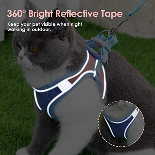 HASTHIP® Cat Harness with Leash (1.5m) | Escape-Proof Cat Belt with Safety Buckle & Double Rings Buckle Adjustable Reflective Breathable Cat Vest Strap for Small Cats (Recommended weight 3kg)