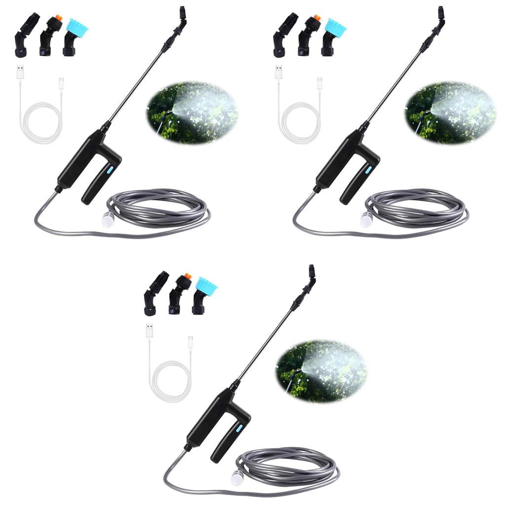 HASTHIP USB Water Sprayer for Gardening with 3 Nozzles and 16.4ft Pipe | 2400mAh Battery