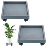 HASTHIP Plant Pot Stand for Indoor and Outdoor Use with 4 Wheels and 30cm Resin Tray | 2Pcs Set