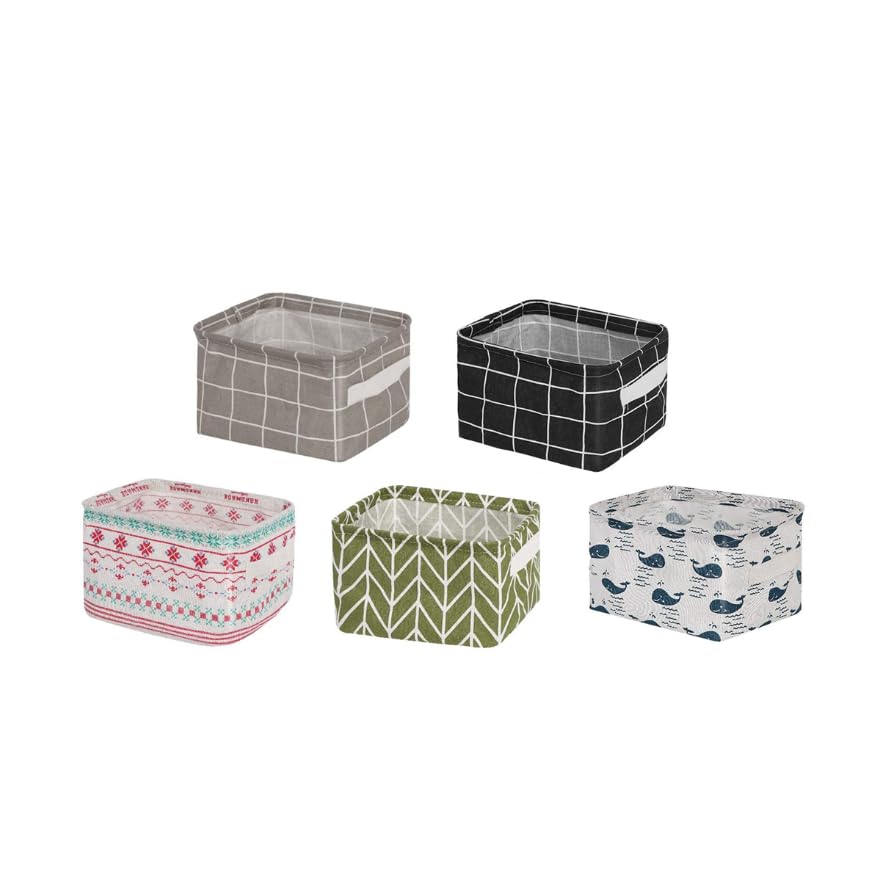 HASTHIP® 5 Pack Storage Baskets, Collapsible Mini Storage Boxes