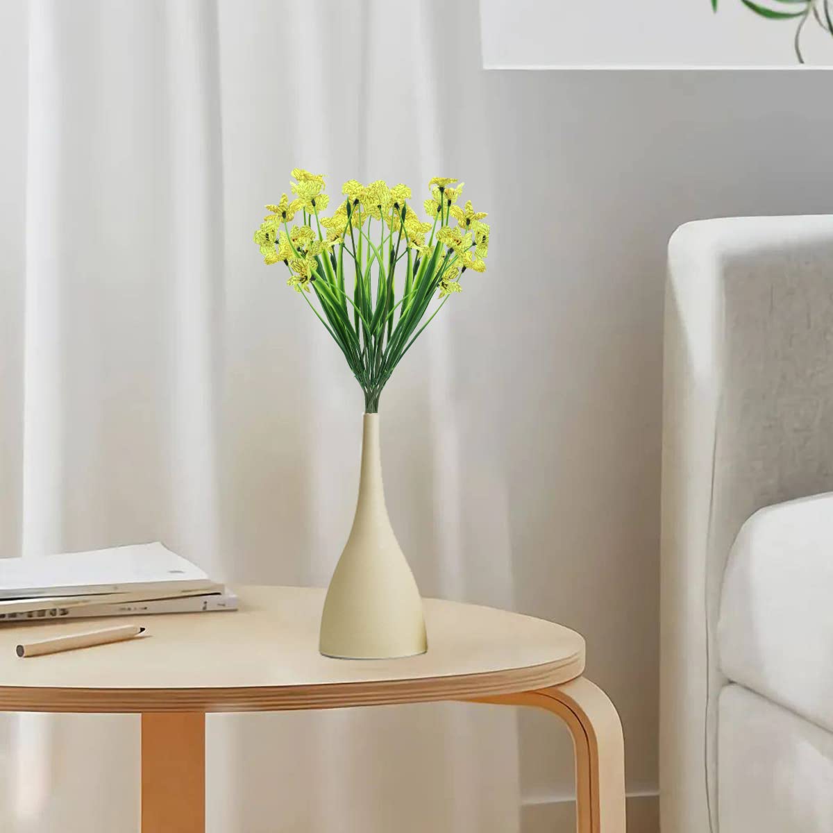 HASTHIP Artificial Flowers for Home Decor featuring 2 Pack Yellow Stems | Festival Table Decoration