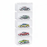 HASTHIP Car Toy Display Box Set for 1:64 Racing Cars with Individual Doors | 5 Stackable Holders