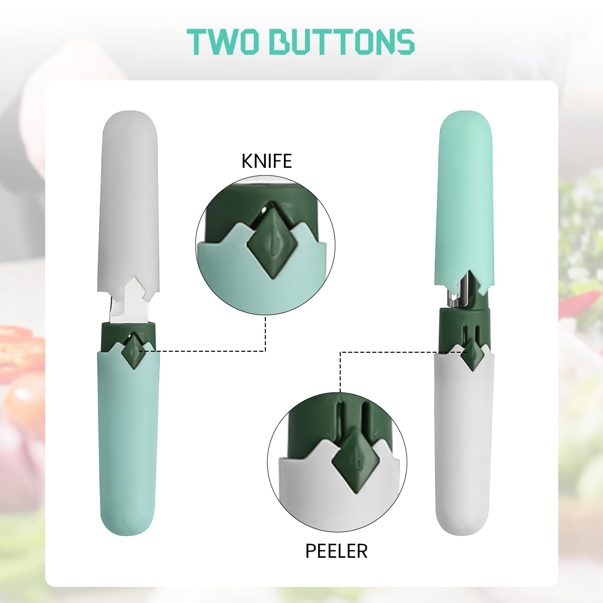HASTHIP Fruit Knife Peeler for Vegetables with Dual Head Design and 17.5cm Stainless Steel Blade | Compact Portable Kitchen Tool