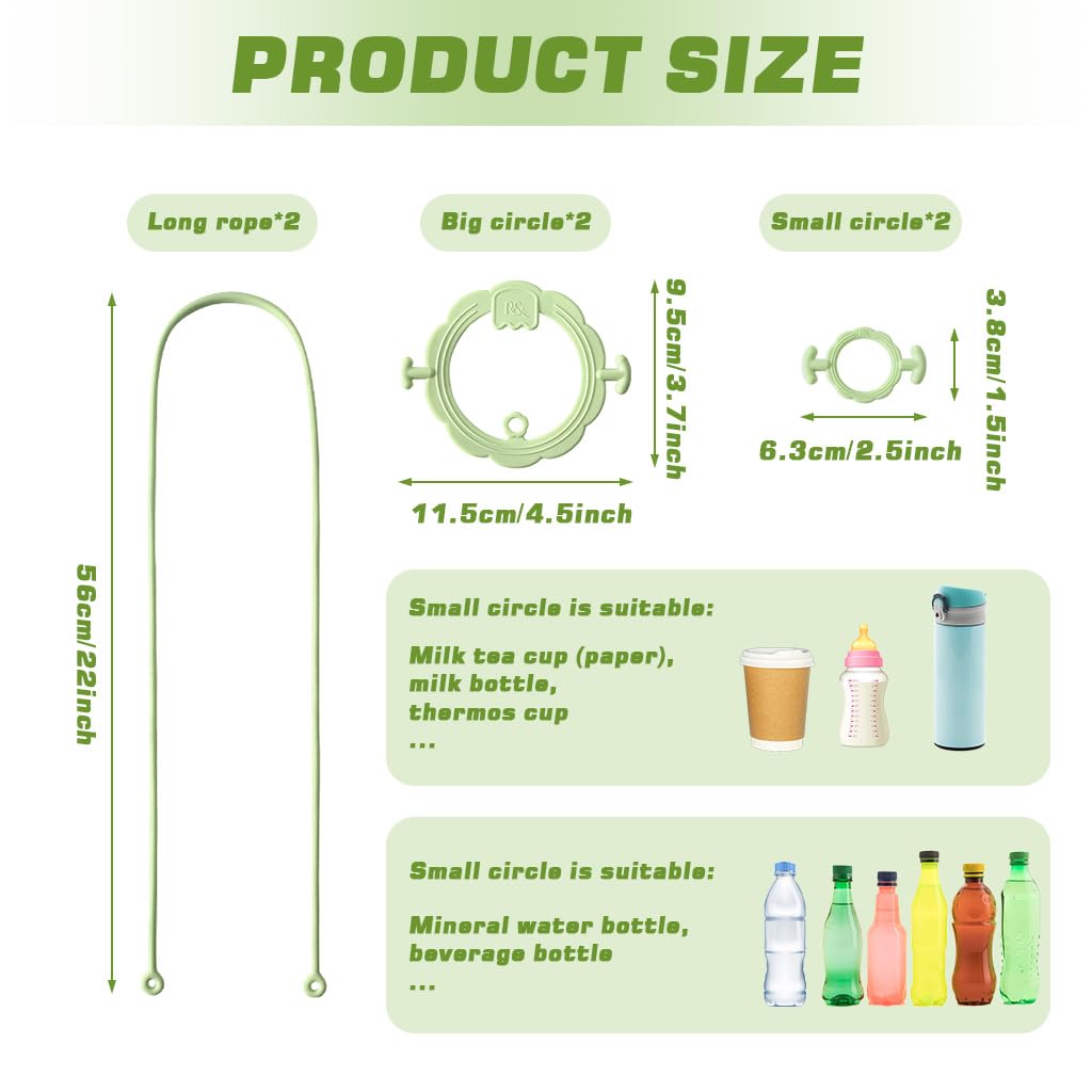 HASTHIP Kids Water Bottle Carrier Straps Kit for School and Travel with Anti Slip Collars | Soft Rubber Crossbody and Hand Strap