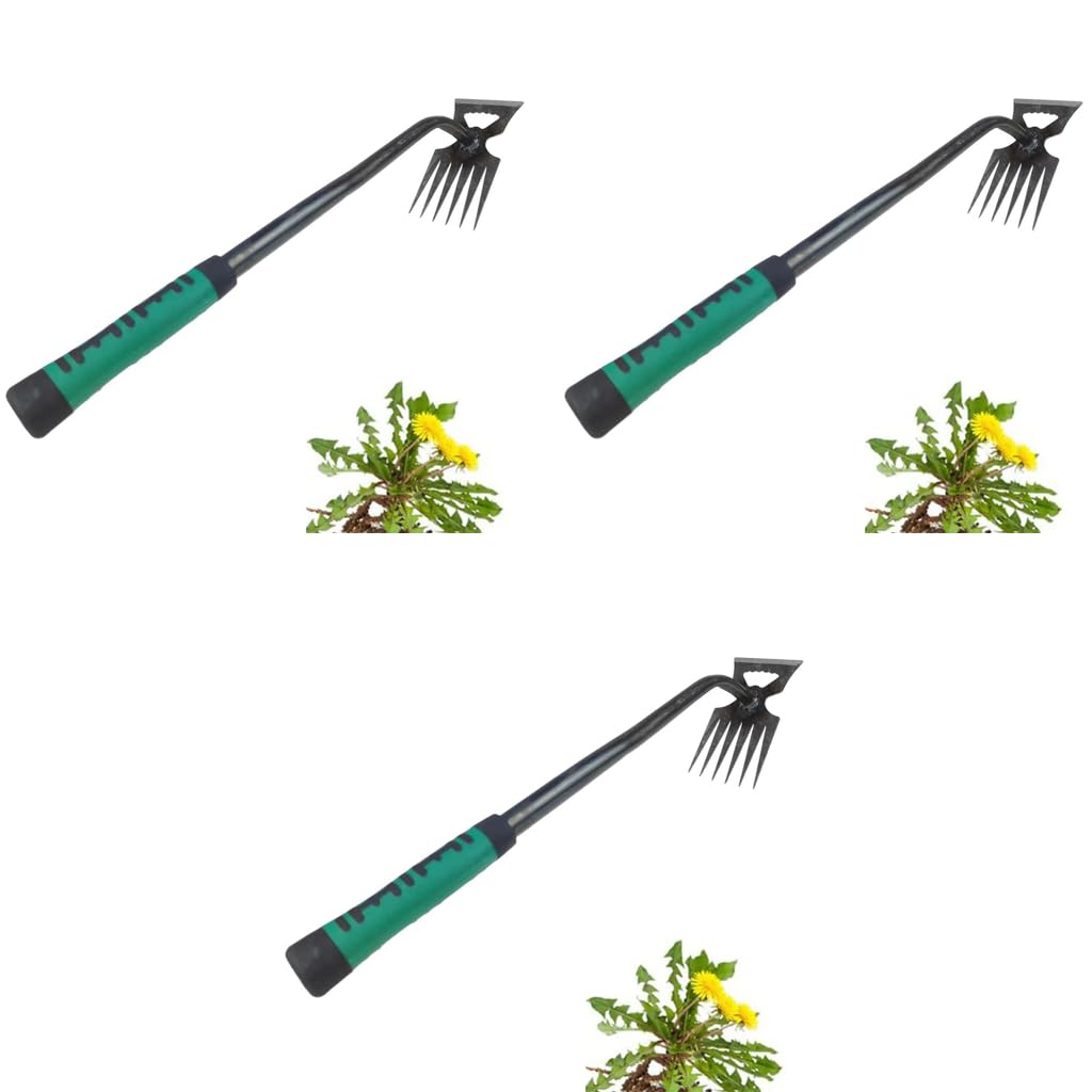 HASTHIP Weeder Hand Tool for Garden Use with 6-Claw Steel Head and Rubberized Handle 40cm