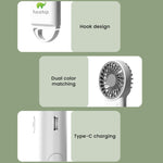 HASTHIP Handheld Mini Fan for Travel and Office with 800mAh Battery featuring Folding Tail Hook | Quiet USB Rechargeable Pocket Fan in White